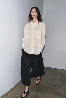 CHEMISE EN LIN 100 % À COL CROISÉ
