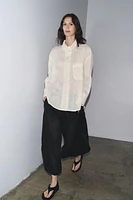 CHEMISE EN LIN 100 % À COL CROISÉ