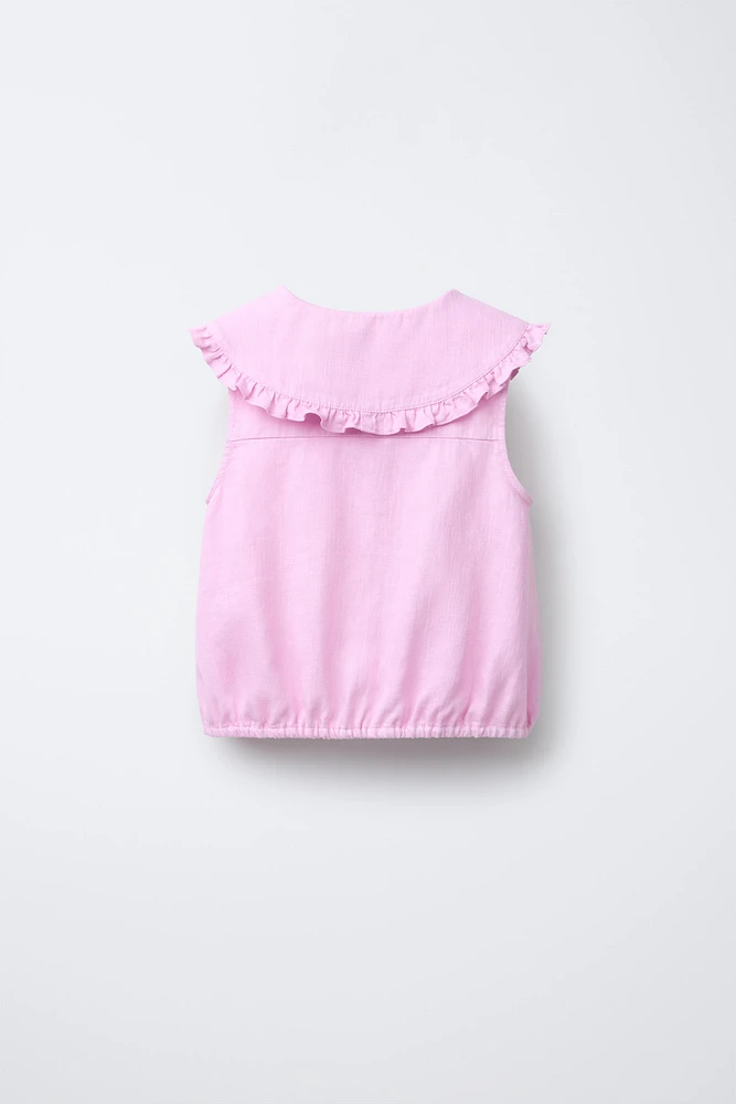CHEMISE COL CLAUDINE COTON LIN