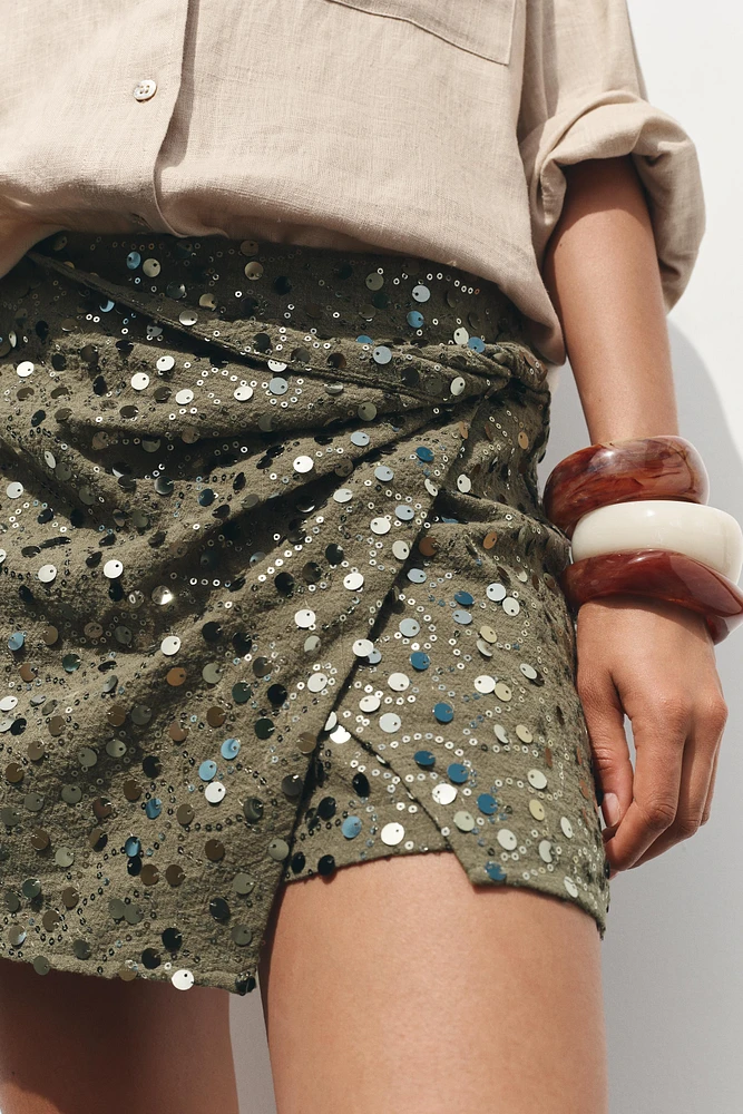 KNOTTED SEQUIN SKORT