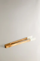 SILICONE AND WOODEN TONGS
