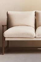 WOODEN COUCH AND CUSHION WITH REMOVABLE COVER
