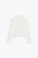 EMBROIDERED EYELET CROPPED SHIRT