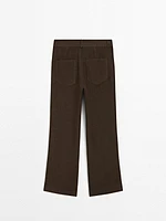 Pantalon kick flare 100 % lin