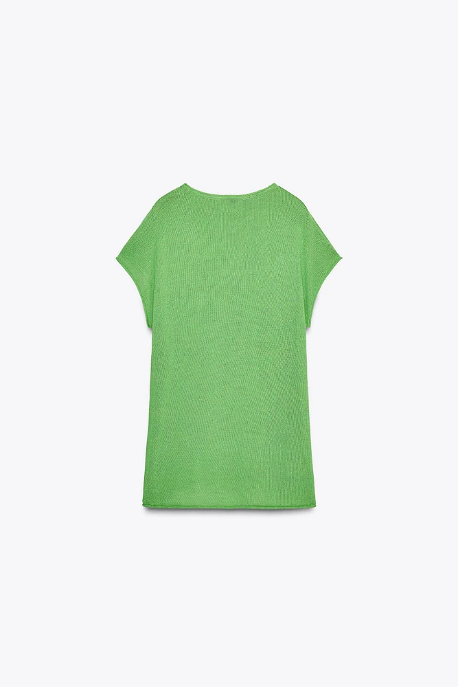 TOP EN MAILLE MANCHES LARGES