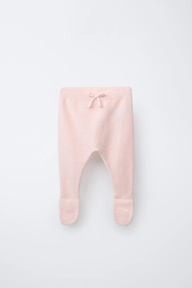 BOW KNIT FOOTED LEGGINGS
