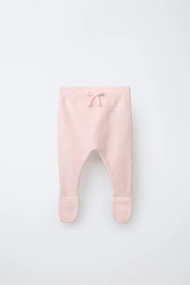 BOW KNIT FOOTED LEGGINGS