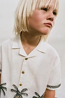 CHEMISE EN COTON ET LIN BRODÉ PALMIERS