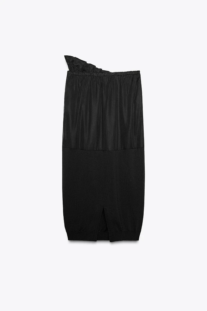 COMBINED KNIT MIDI SKIRT