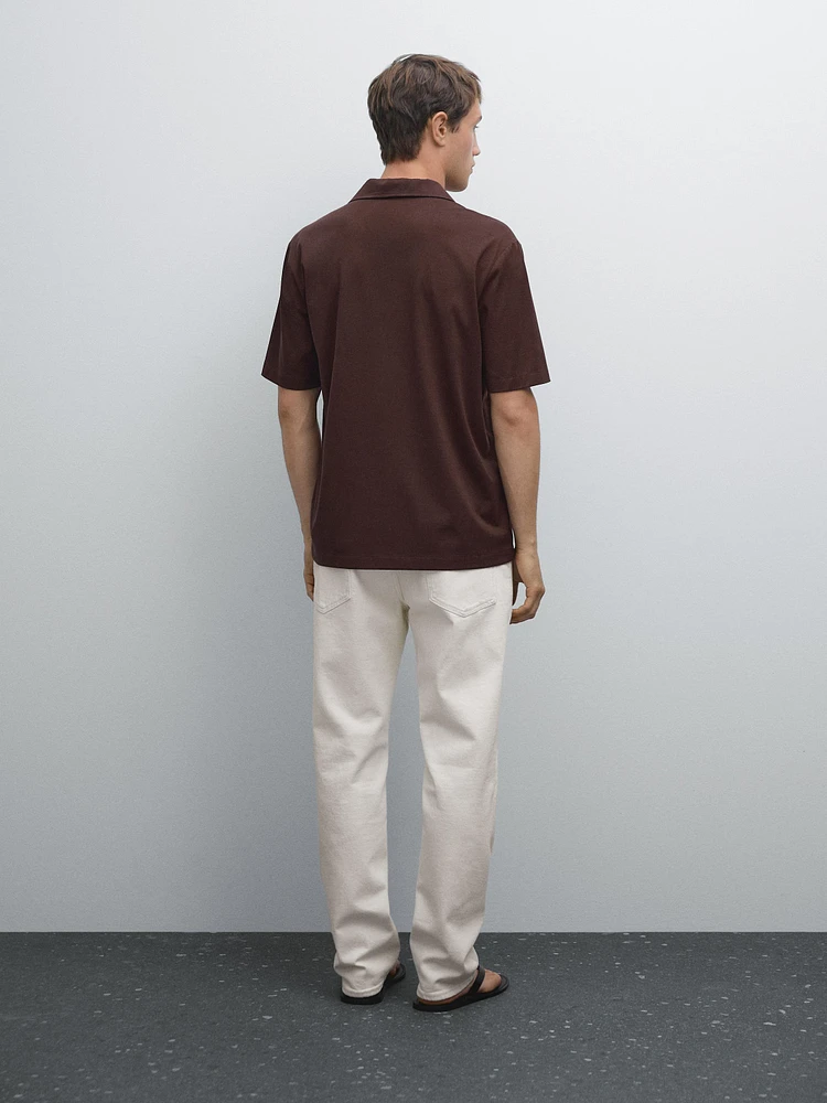 Polo slim en coton mélangé