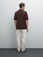 Polo slim en coton mélangé