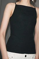 RIB KNIT POLYAMIDE STRAPPY TOP