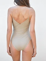 Draped tulle swimsuit