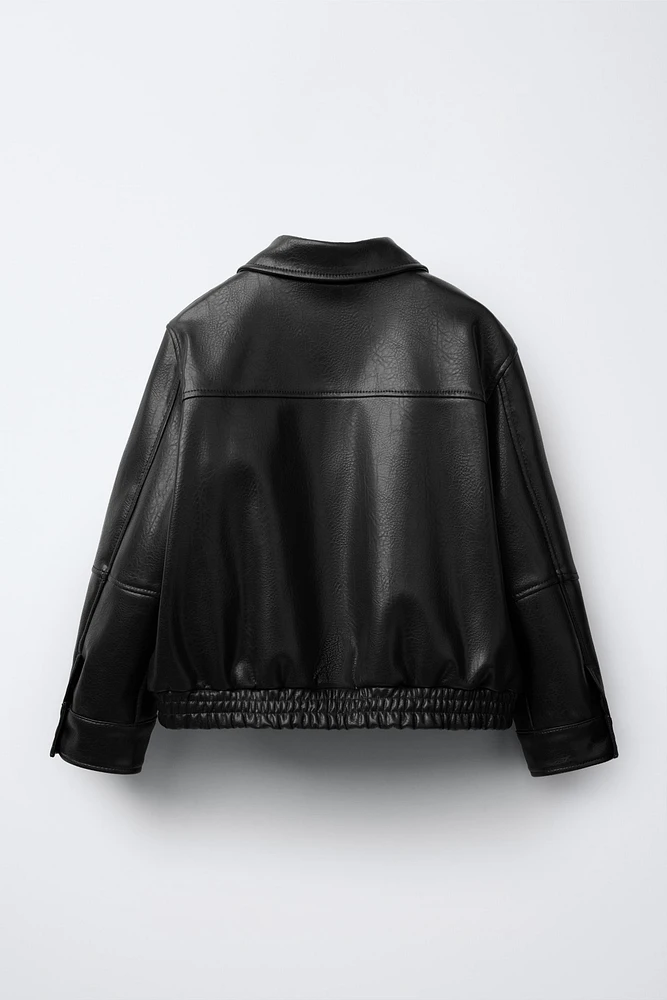 FAUX LEATHER BOMBER