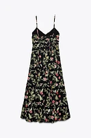 PRINTED MIDI DRESS WITH OPENWORK EMBROIDERY