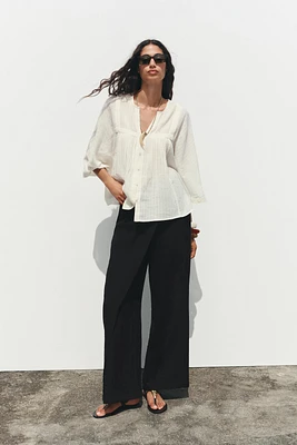 EMBROIDERED WIDE SLEEVE BLOUSE