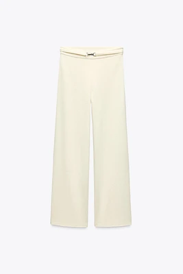 BUCKLE WIDE-LEG PANTS