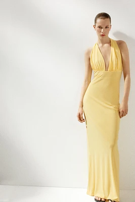 OPEN BACK HALTER LONG DRESS
