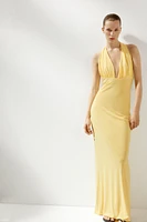 OPEN BACK HALTER LONG DRESS