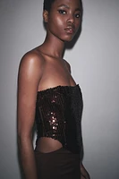 SEQUIN CUT-OUT COMBINATION DRESS