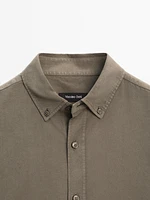 Cotton blend regular fit twill shirt