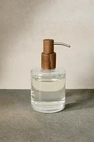 GLASS AND WOOD SOAP DISPENSER