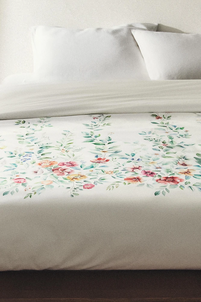 HOUSSE DE COUETTE COTON IMPRIMÉ FLEUR