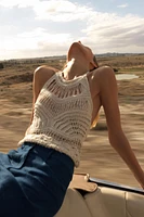 TOP HALTER EN MAILLE DÉJAUCHÉE