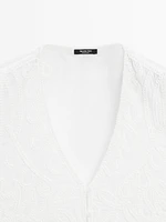 Veste sans manches brodée 100 % coton