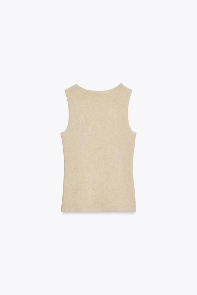 SLEEVELESS LINEN T-SHIRT