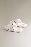 TERRYCLOTH STAR MULE SLIPPERS