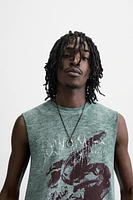 T-SHIRT EN MAILLE IMPRIMÉ DÉLAVÉ