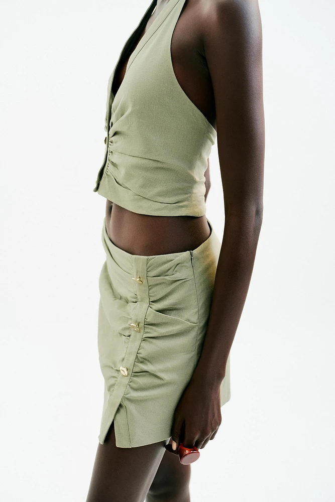 JUPE-CULOTTE À PLIS EN LIN