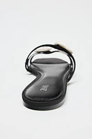 SATIN-EFFECT FLOWER SANDALS