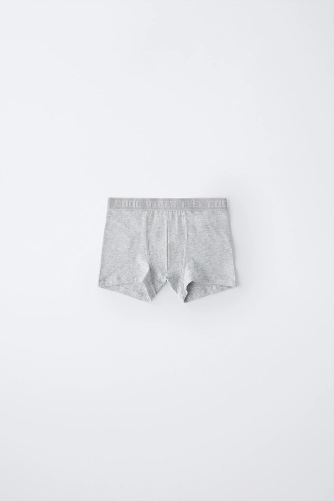 AGES 6-14 / FIVE-PACK OF TEXT BOXERS