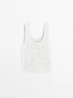 Top tressé en cuir et daim