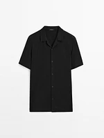Linen blend short sleeve shirt