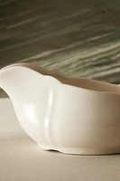 EARTHENWARE GRAVY BOAT WITH RAISED-EDGE DETAIL