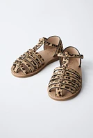 SANDALES STYLE PLAGE EN CUIR ANIMAL PRINT
