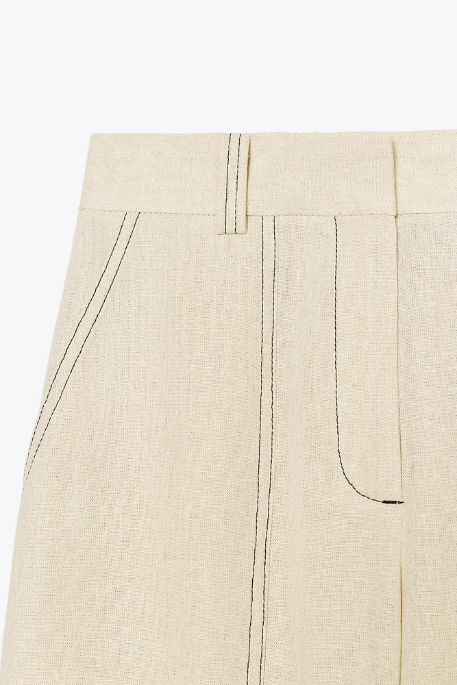 PANTALON DROIT SURPIQÛRES AVEC LIN