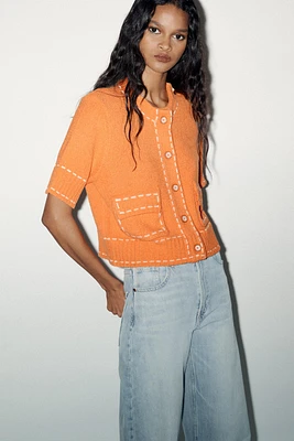 TOPSTITCH CARDIGAN