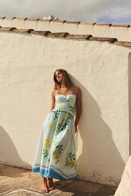 ROBE EN POPELINE IMPRIMÉE CITRONS