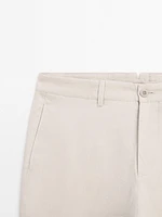 Pantalon tapered fit 100 % lin
