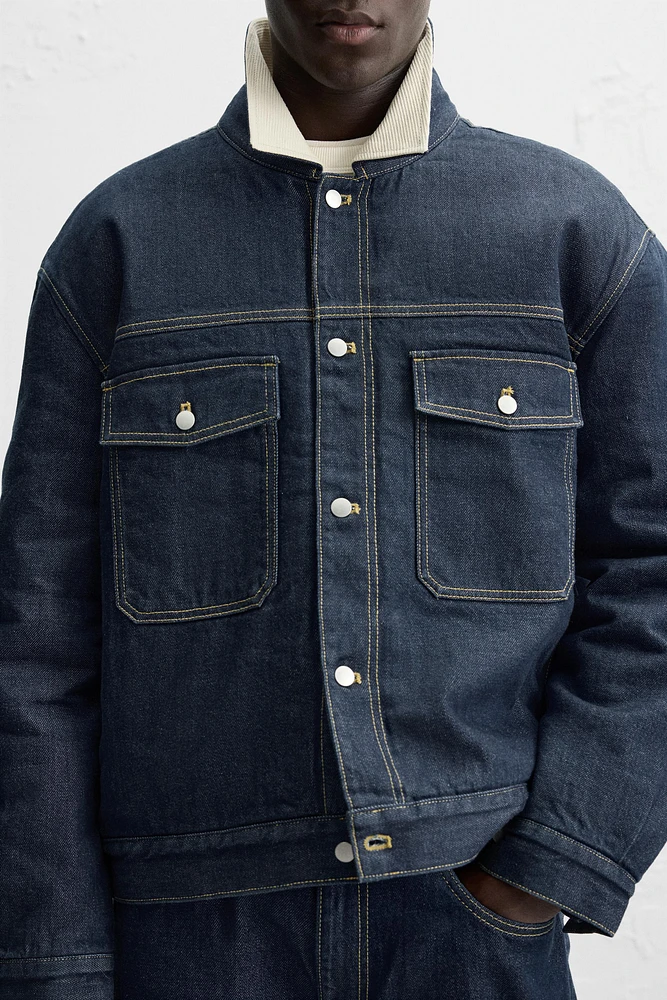 CONTRAST COLLAR DENIM JACKET