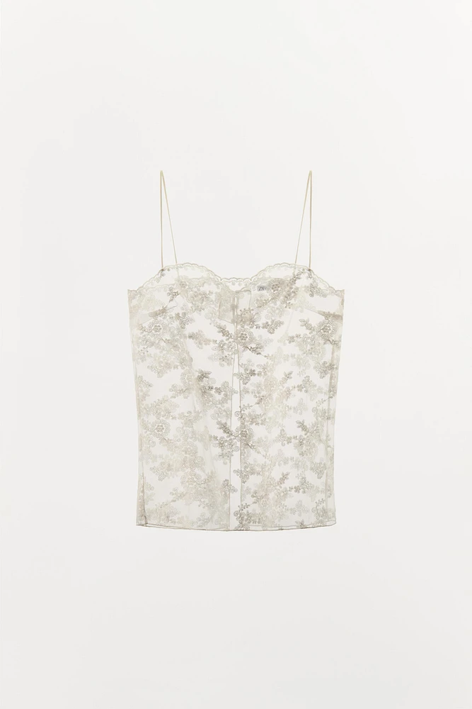 EMBROIDERED ORGANZA CAMISOLE