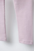SWISS EMBROIDERED RUFFLE RIBBED LEGGINGS