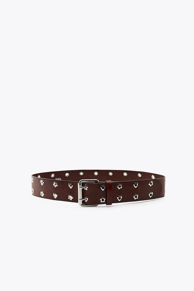 CEINTURE EN CUIR FLEURS CŒURS