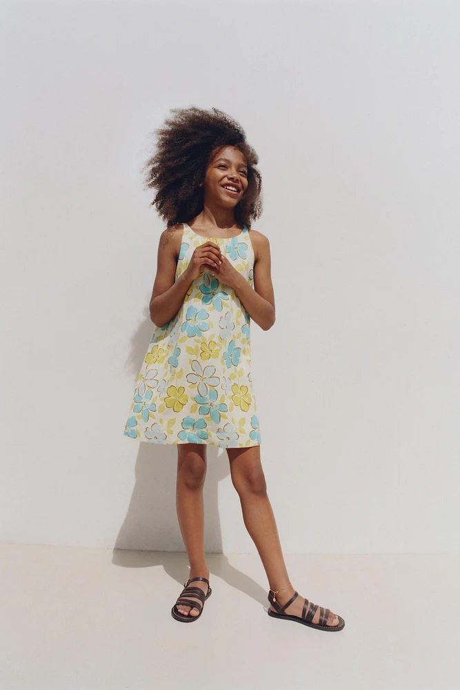 ROBE FLEURS COTON LIN