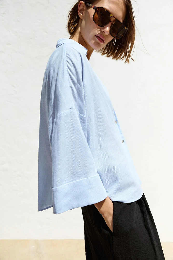CHEMISE MANCHE LARGE AVEC LIN