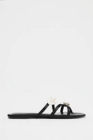 SATIN-EFFECT FLOWER SANDALS